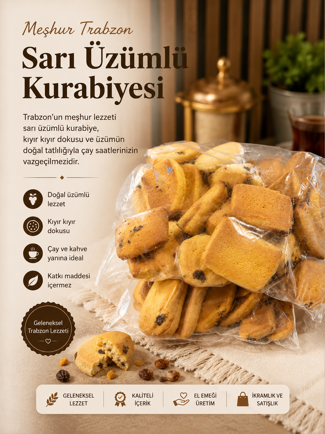 Meşhur Trabzon Sarı Üzümlü Kurabiyesi